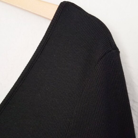 Marine Layer Lexi Rib V-Neck Maxi Dress Black Size M Lined Stretch Bodycon $118 - Picture 14 of 15